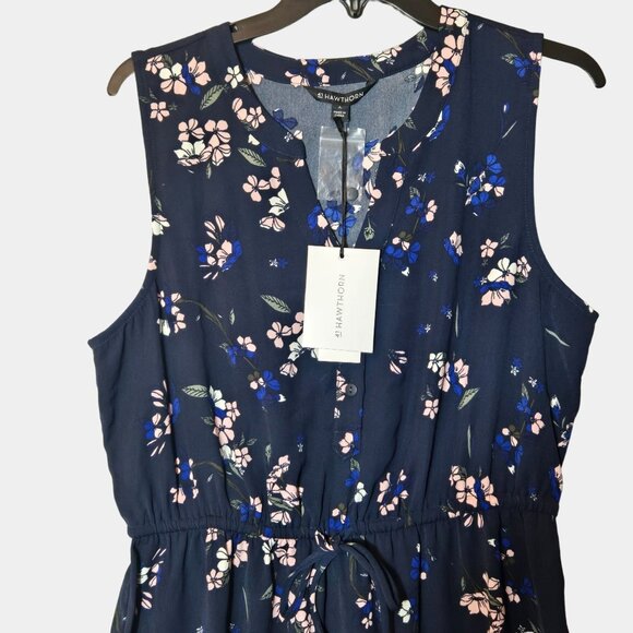 41 Hawthorn Floral Sleeveless Tie Waist Button Front Dress Claira Navy Pink NWT - Picture 5 of 8